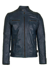 Mens Navy Leather Jacket