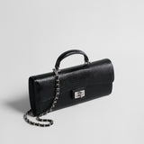 Lizard Embossed Leather Baguette Bag – Black Chain Shoulder Bag