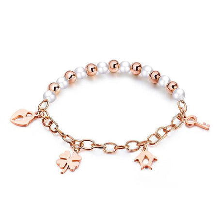 Bullion Gold Polished Charm Bracelet In Rose Gold