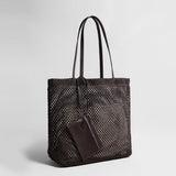 Handwoven Straw Mesh Market Tote - Chocolate