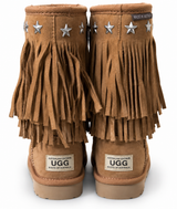 Australian Leather Ugg Classic Long Fringe Star - Chestnut - AU5
