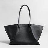 Pebbled Leather Wing Tote Bag - Black