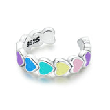 Solid 925 Signature Silver Rainbow Heart Open Cut Ear Cuff