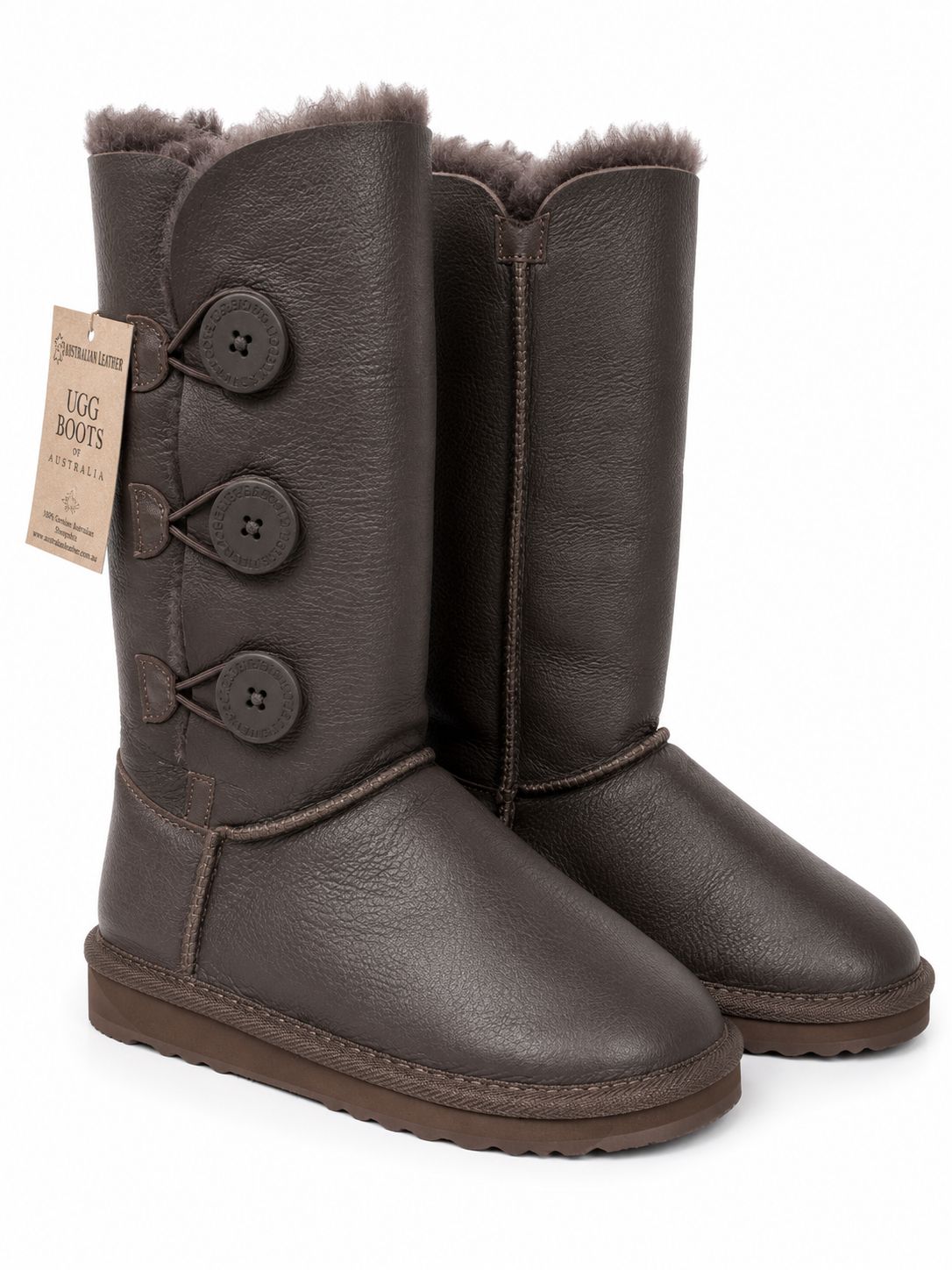 Australian Leather Ugg Napa 3Button Leather - Chocolate - AU5