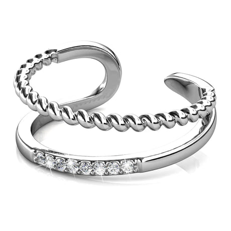 Boxed Feline On! Necklace and Ring Set Embellished with SWAROVSKI® Crystals In White Gold