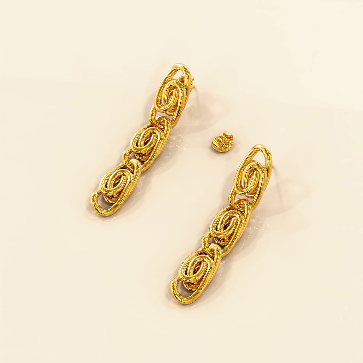 Bullion Gold Bianca Fancy Clip Link Chain Gold Drop Earrings