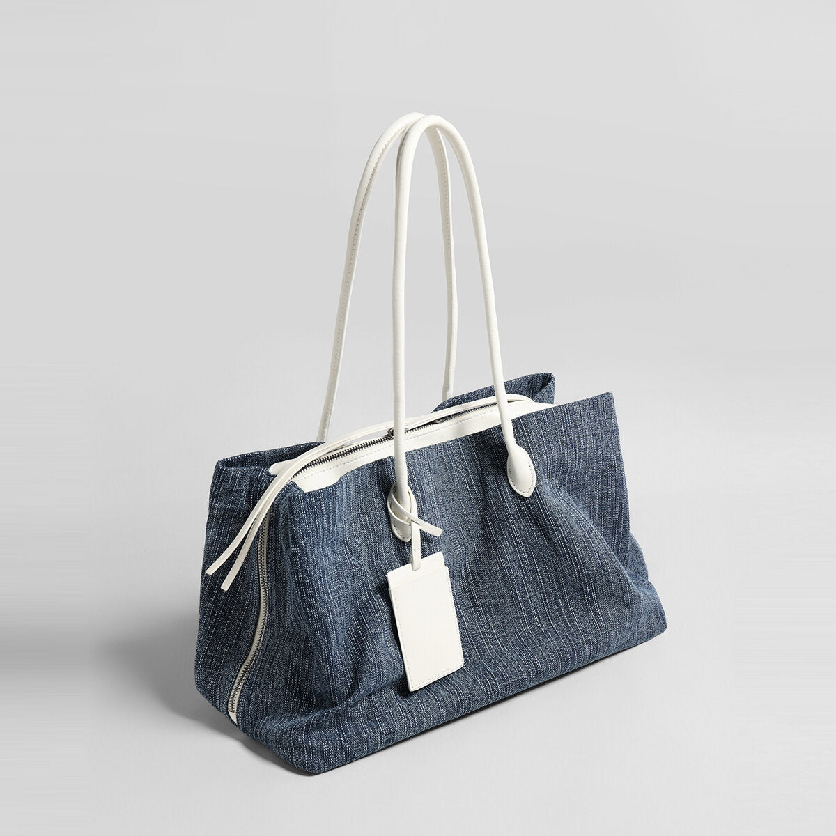 Canvas & Leather Large Capacity Commuter Tote - Denim
