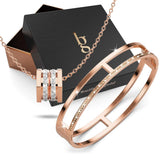 Boxed Carrie Glitz Bangle and Necklace Set In Rose Gold