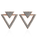 Bullion Gold Inverted Pyramid Stud Earrings Rose Gold