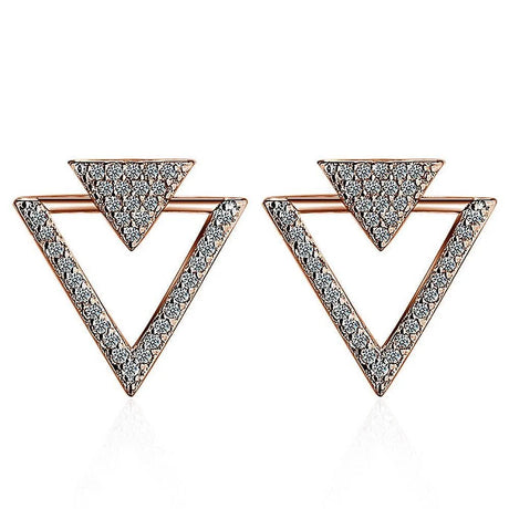 Bullion Gold Inverted Pyramid Stud Earrings Rose Gold