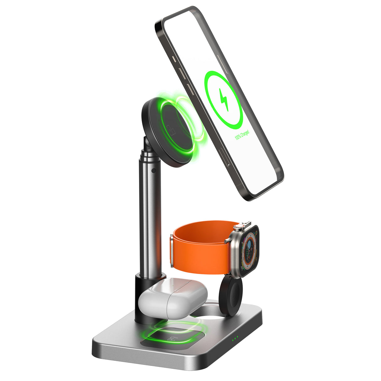 TODO 3 in 1 Wireless Phone Charger 15W Fast Charge Earphone Watch Magnetic Charge Telescopic Stand