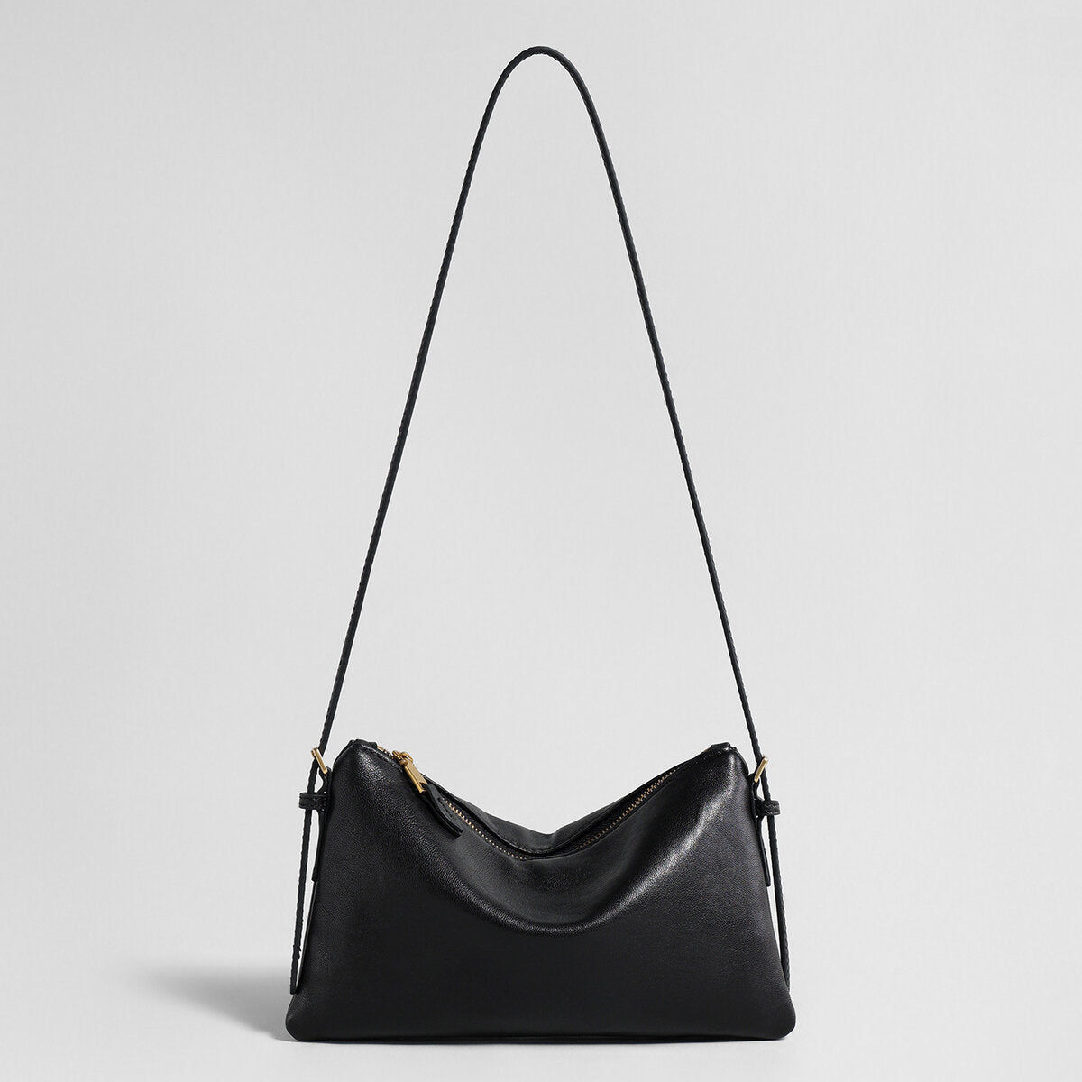 Vegetable-Tanned Lambskin Hobo Bag - Black
