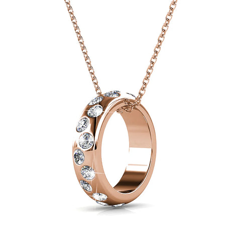Krystal Couture Ecliptic Pendant Necklace in Rose Gold Adorned with SWAROVSKI Crystals