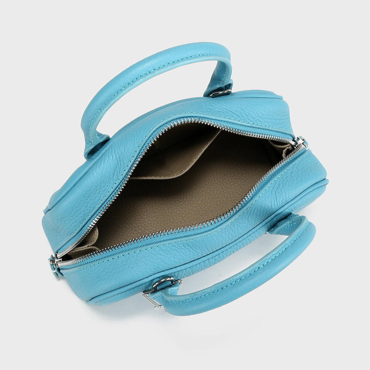 TOGO Leather Mini Bowling Top-Handle Bag - Blue