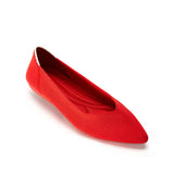 Comfortable Woven Pointed Toe Work Flats - Red