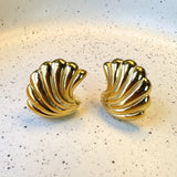 Bullion Gold Ridged Shell Gold layered Stud Earrings