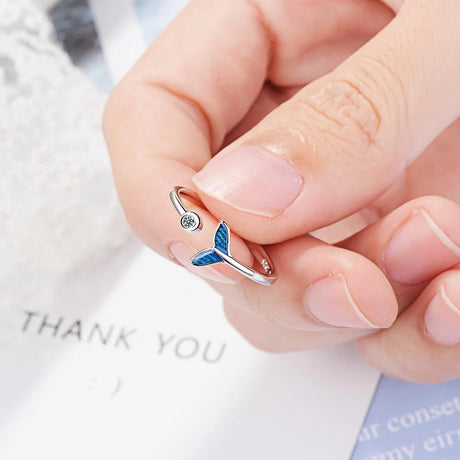 Adjustable Fantasy Mermaid Fishtail with Clear Simulated Diamond Ring