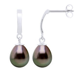 Earrings Prestige Articulated In White Gold 375 and Real Cultured Tahiti Pearls Pear 8-9 mm - Height Earrings 2,7 cm