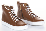 Bosccolo Womens Sneakers With Zipper - Brown/White