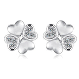 Solid 925 Sterling Silver Heart Petals Studs Earrings