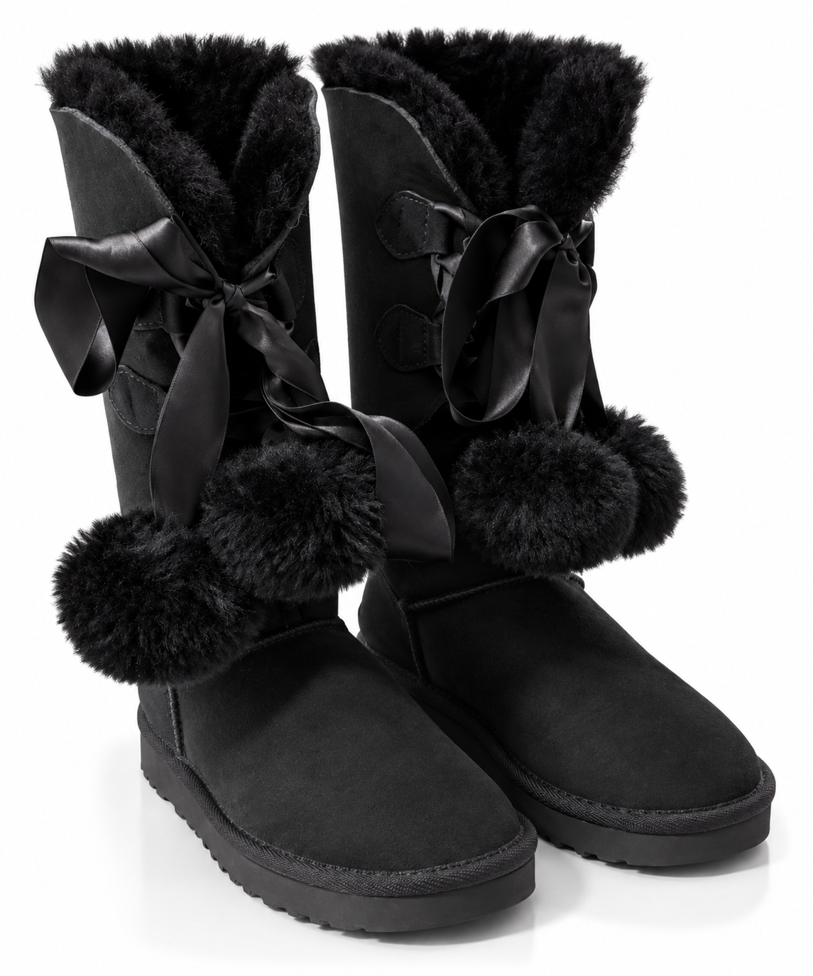 Australian Leather Ugg Classic Long Pom Pom - Black - AU5
