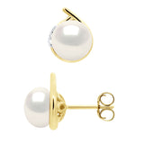 Earrings Surroundings Diamonds 0,03 Cts Yellow Gold - Natural White - Longueur 42 cm