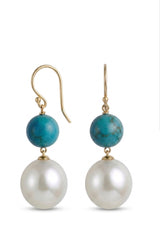 Liv Oliver 18K Gold Double Turquoise Drop Earrings