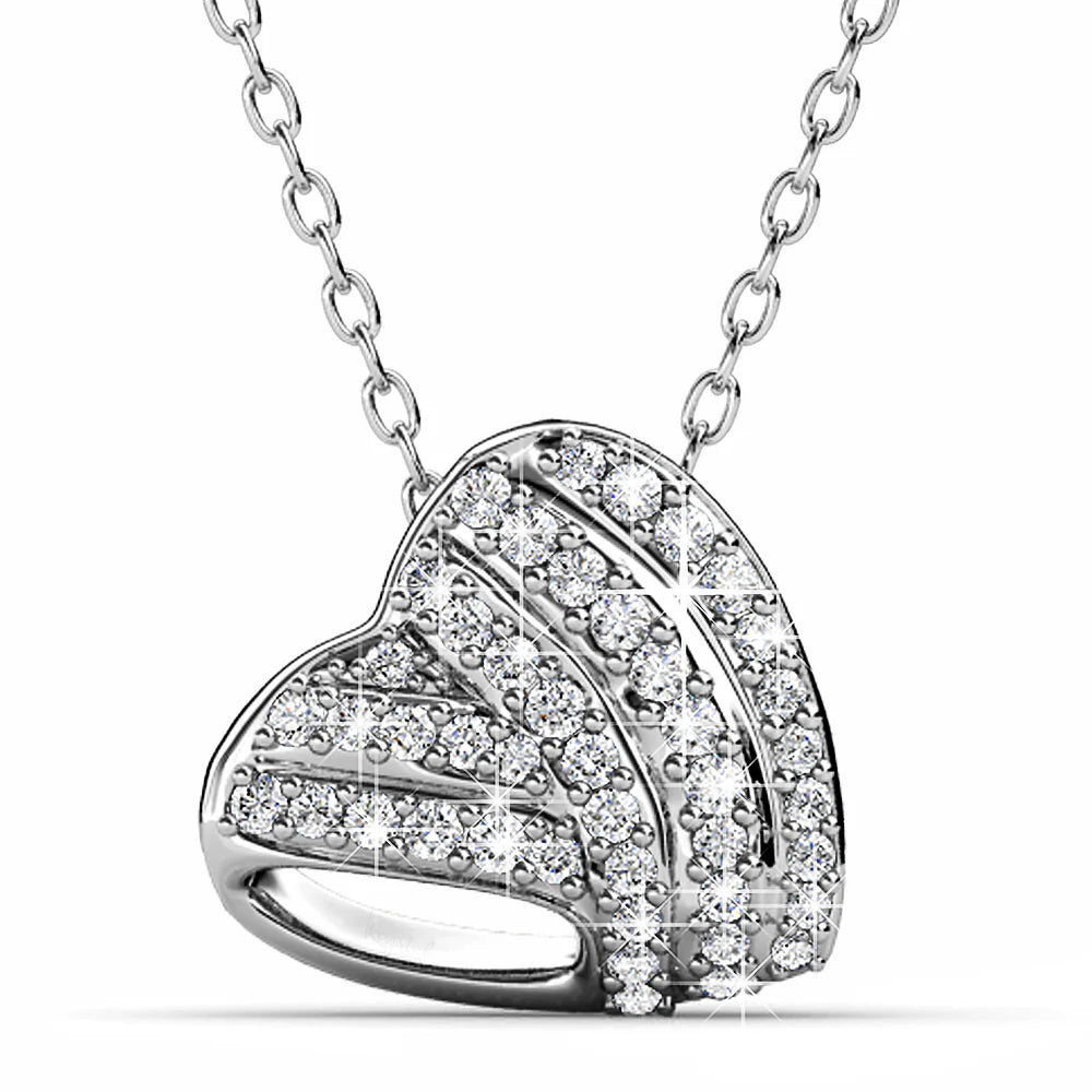 Krystal Couture Heart-Shaped White Gold Pendant Necklace Embellished with SWAROVSKI Crystals
