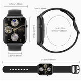 Bluetooth Smart Watch 2.1" Touch Screen Call Heart Rate Blood Pressure BT 5.0 - Black Metal