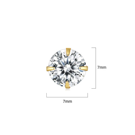 Solid 925 Signature Silver Mary Anne Crystal Stud Earrings In Gold