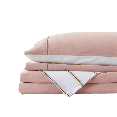 Royal Comfort Hemp Braid Quilt Cover Set - King - Dusk Pink Stripe