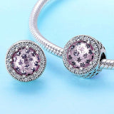Solid 925 Sterling Silver Pink Mystic Stars CZ Charm
