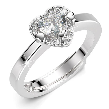 Adjustable Solid 925 Sterling Silver Kindrea Heart Ring