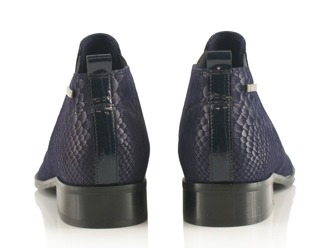 Bosccolo Womens Ankle Boots Aligator - Navy Blue Aligator