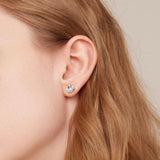 Solid 925 Signature Silver Mary Anne Crystal Stud Earrings In Rose Gold