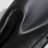 Minimalist Structured Leather Underarm Shoulder Bag - Black