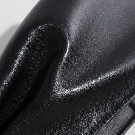 Minimalist Structured Leather Underarm Shoulder Bag - Black