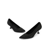 Cocktail Rhinestone Kitten Heels - Black