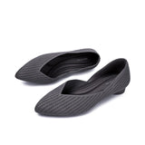 Pointed Toe Knit Ballet Flats - Charcoal