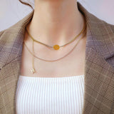 Bullion Gold Multilayer 2 piece Miss M Necklace in Gold Layered Steel Jewellery