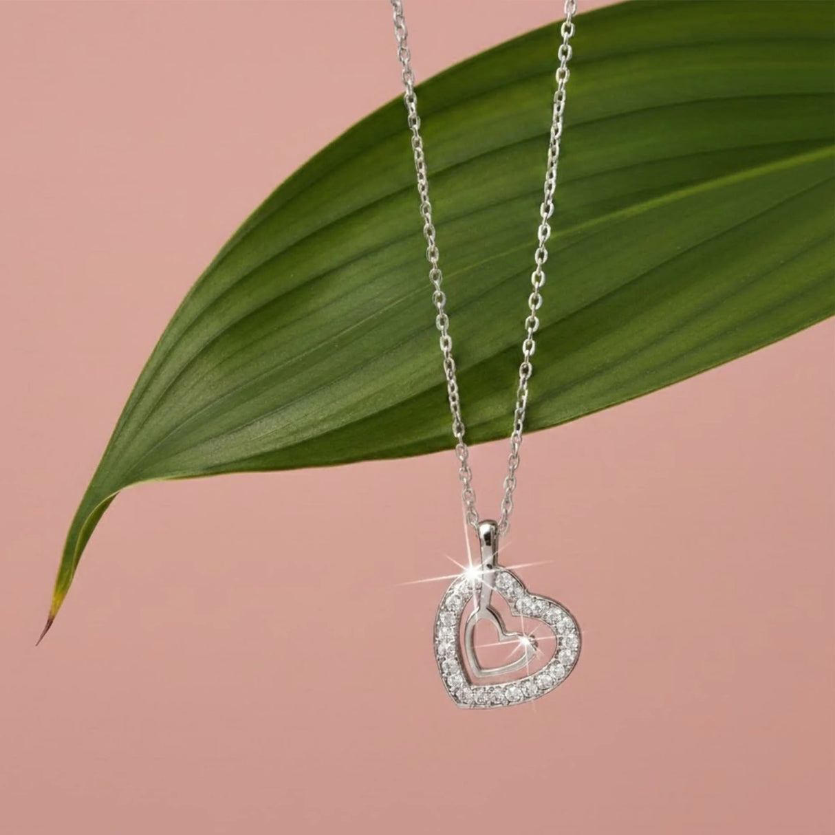 Krystal Couture Heart In Heart Necklace Embellished with SWAROVSKI Crystals