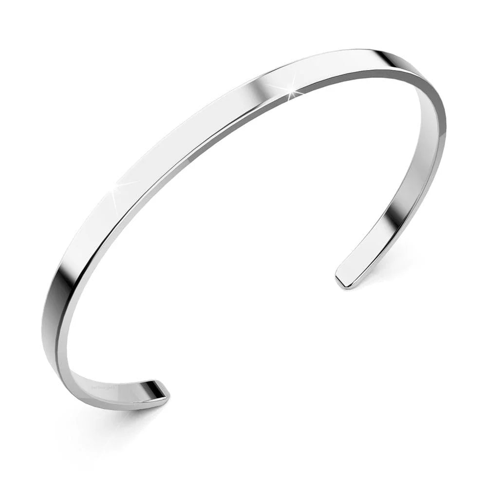 Bullion Gold Avenue Classic Cuff Bangle White Gold - 4mm
