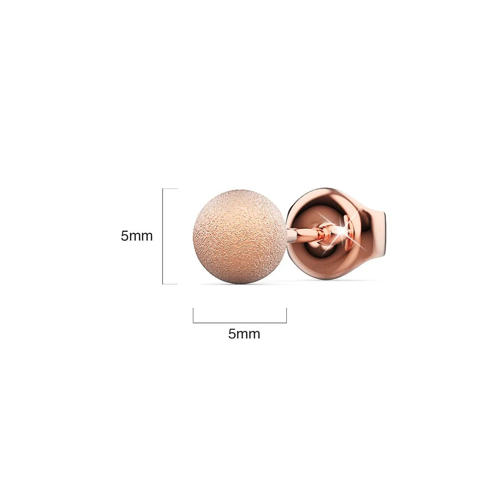 Bullion Gold Shiny Ball Stud Rose Gold Layered Earrings 5mm