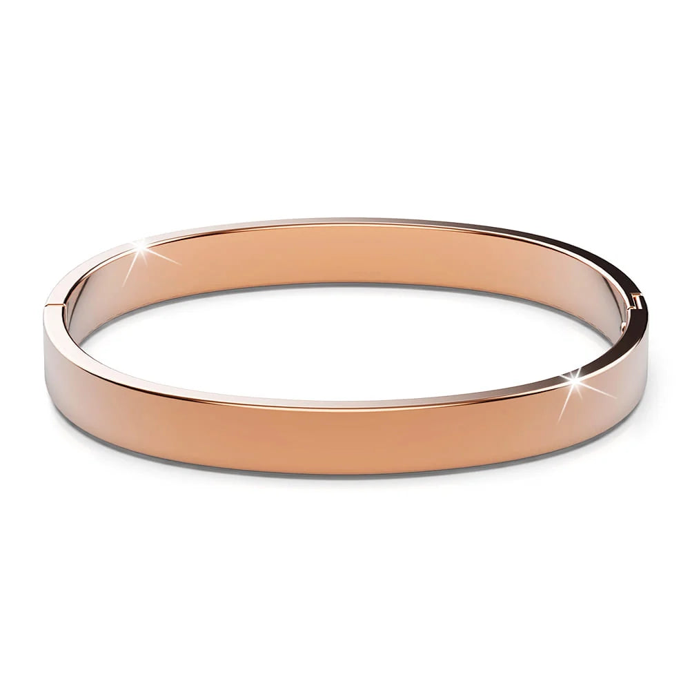 Bullion Gold Serena Solid Flat Hinged Bangle in Rose Gold