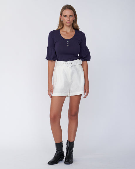 Amelius Frances Three Quarter Puff Sleeve Knit - Purple