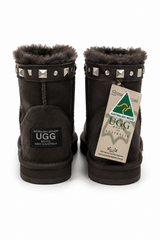 Australian Leather Ugg Studded Mini Uggs - Chocolate - AU6