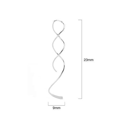 Solid 925 Sterling Silver Swirl Dangle Earrings