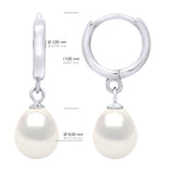Hanging Earrings Real Cultured Freshwater Pearls Pear 8-9 mm - Natural White - Longueur 42 cm