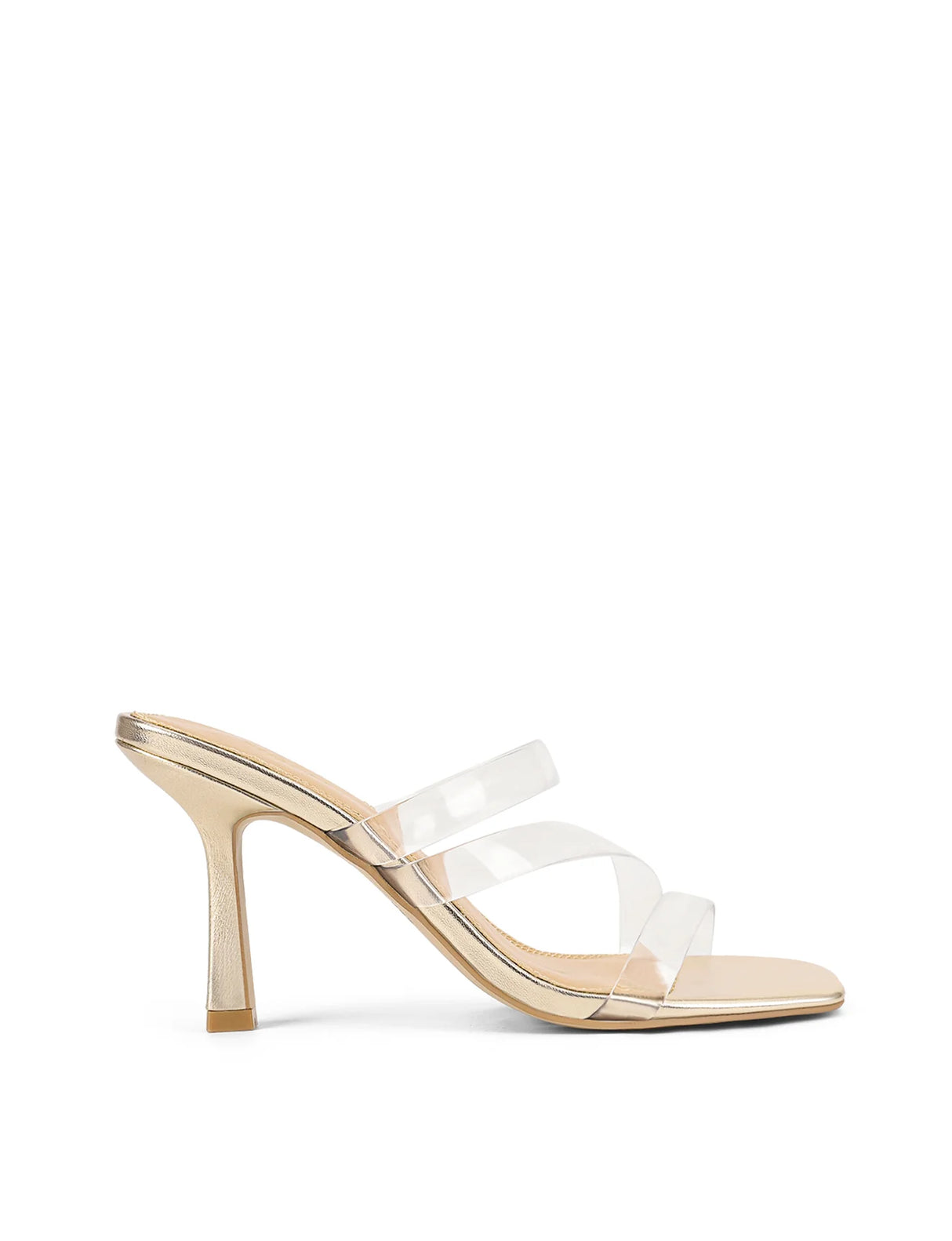 Siren Heeled Sandals - Gold Metallic Leather & Vinylite