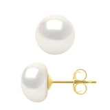 Earrings Button Freshwater Pearl White Gold Vermeil 8-9mm